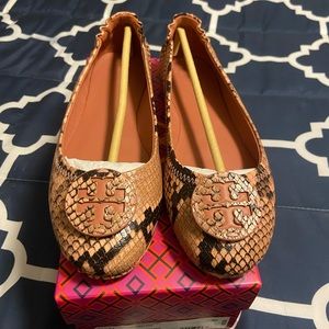 Minnie Snakeskin-Embossed Leather Ballet Flats.